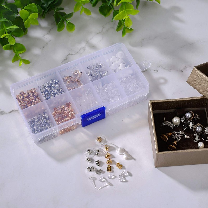 Earring Backs, 10 Styles, Metal, Rubber, Plastic Secure Earring Stoppers,
