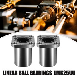 ACROPIX LMK25UU 25mm IDx40mm ODx59mm Length Square Flange Linear Ball Bearings Silver Tone - Pack of 2