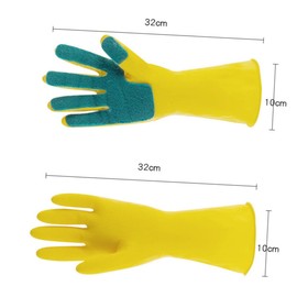 Mikinona 1 Pair Latex Scouring Pad Gloves for Kitchen Cleaning Reusable Oil Resistant Dishwashing Gloves for Home Car Pet Care and Gardening Tasks