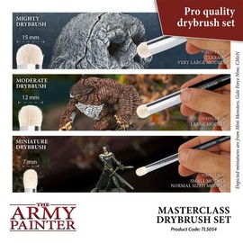 The Army Painter Masterclass Drybrush Set, 3 Sizes Hobby Goat Hair Brush: 15mm Mighty Drybrush, 12mm Moderate, 7mm Miniature Drybrush For Tabletop Roleplaying