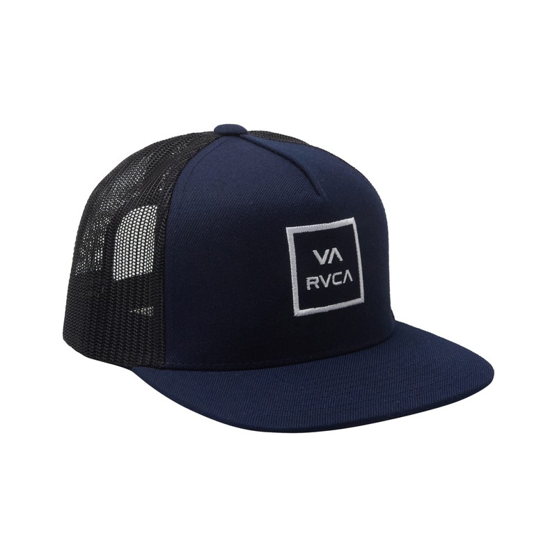 RVCA Adjustable Snapback Hat, Boys Trucker/Navy/White, One Size