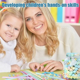 1080 Sheets Folding Paper Star Strips, 6 Solid Colors Double Sided Paper Star Paper Pastel, Decoration Lucky Origami Star Paper for Stress Relive Hands-on Ability DIY Crafts (6)