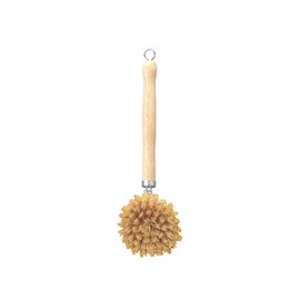 HIC Kitchen Natural Bristle Veggie and Dish Scrub Brush, Non-Scratch Natural Tampico Bristles with Wooden Handle