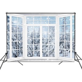 Mocsicka Winter Scene Backdrop Winter Snowflake Backdrop Decorations Banner Winter Wonderland Party Background for Photography Photo Booth Props (White, 8x6ft(96"x72"))