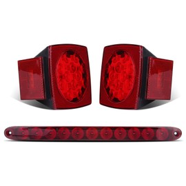 LBRST LED Trailer Lights Kit, 2x Submersible Square Stop Turn Tail Trailer Light Kit 3rd Brake ID Light Bar for Utility Trailer Truck Boat RV Camper Snowmobile