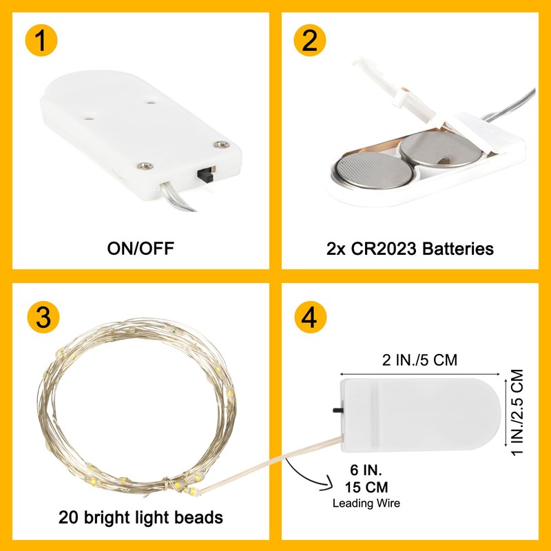 SINAMER 6 Pack Fairy Lights Battery Operated String Lights, 7ft