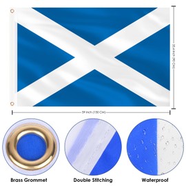 AhfuLife Scottish Flags 150 x 90 cm for St Andrew's Day, Pack of 4 Large Scotland Flags Double Sided with Brass Eyelets for 2025 Football Euro World Cup Olympic Party Bar St Andrew's Day Decoration