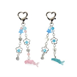 Goiern Aesthetic Y2K Bowl Pendant Cute Butterfly Star Strawberry Bear Guitar Bowl Pendant Charms for Women Bag Handbag Gifts, blue