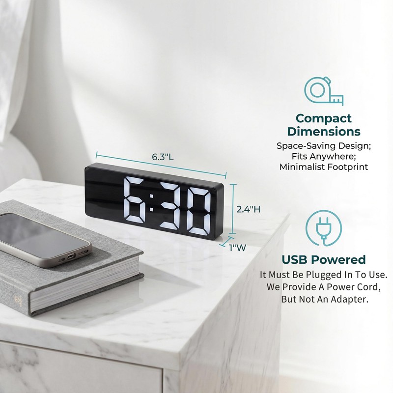 HMETOL Large Digital Alarm Clock Big Numbers for Seniors &