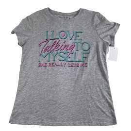 Wound Up Junior's I Love Talking To Myself T Shirt Gray Size M 7-9