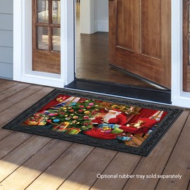 Briarwood Lane The Magic of Christmas Doormat Santa Claus Tree Indoor Outdoor 30" x 18"