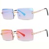 Rectangle Sunglasses for Men/Women Small Rimless Square Shade Eyewear -Mirror