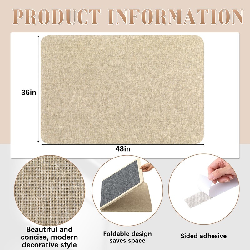 Hahafelt 48'' x 36''Linen Fabric Bulletin Board Pinboard for Walls