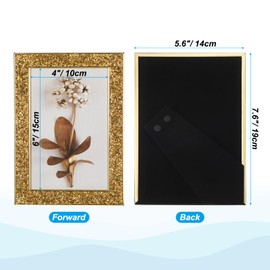sourcing map Home Picture Frames Set of 2, Glittery Photo Frame with Decor, Sparkle Picture Frames for Wall or Tabletop Display (4x6inch, Gold)