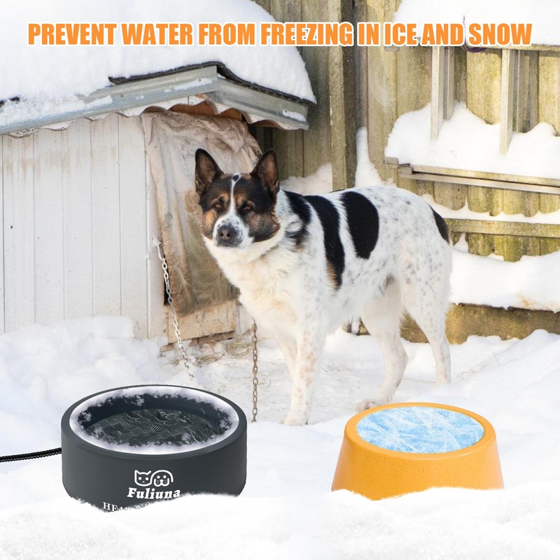 Fuliuna Large Heated Water Bowl, Outdoor Heated Dog Bowl with