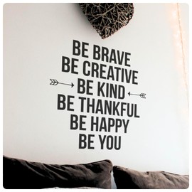 My Vinyl Story - Be Brave Be Creative Wall Decal - Inspirational Sticker Quote, Motivational Vinyl Word Art Decor for Home Office, Classroom, Kids Room - Removable (Black, 32x35 inches)