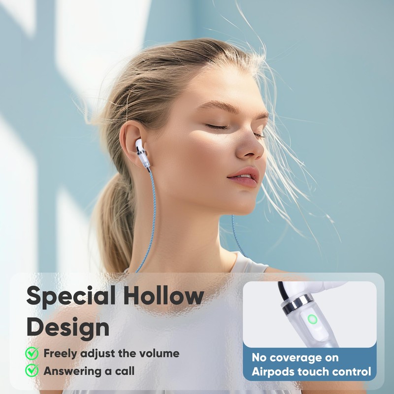 Lawonda Anti-Lost Neck Strap for Airpods, PU Leather Strong Magnetic