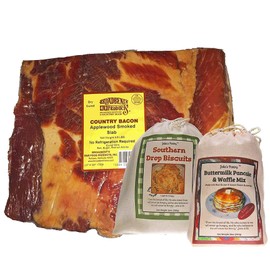 Applewood Slab Bacon with Biscuits and Pancakes