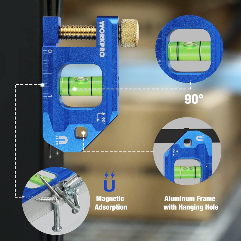 WORKPRO Conduit Bending Level, Small Torpedo Magnetic Level, Bubble Vial