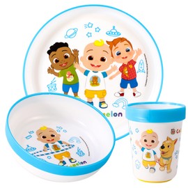Cocomelon 3pcs Bicolor Premium Kids Dinner Tableware Set Plate, Bowl & Tumbler, BPA Free