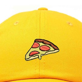DALIX Pizza Slice Embroidered Dad Cap Cotton Baseball Hat Unisex in Gold