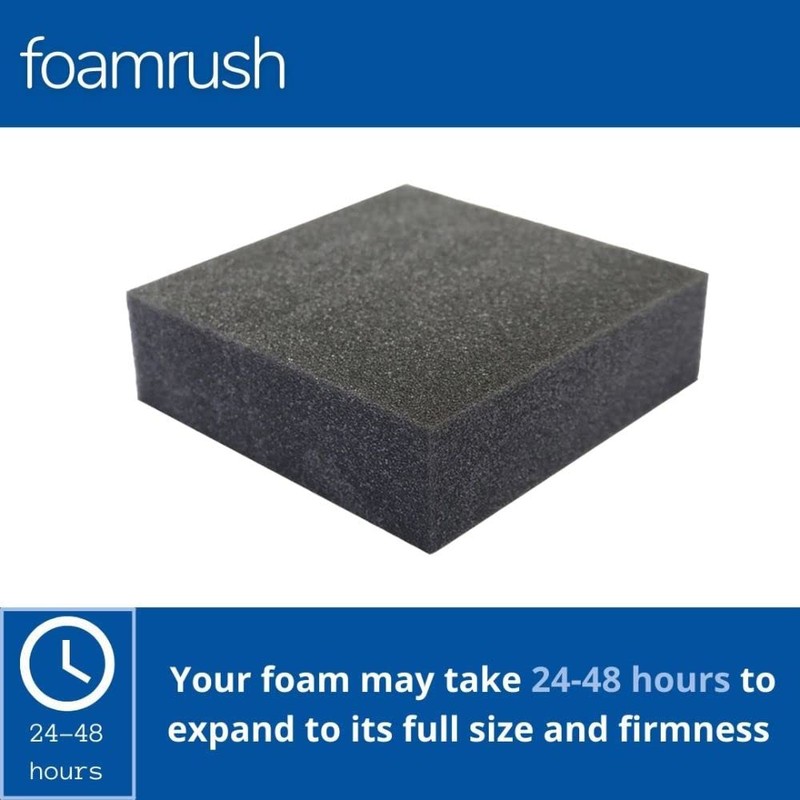 FoamRush 2" x 24" x 72" Charcoal High Density Upholstery