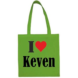 Reifen-Markt Tasche I Love Keven Größe 38x42 Farbe Grün Druck Schwarz