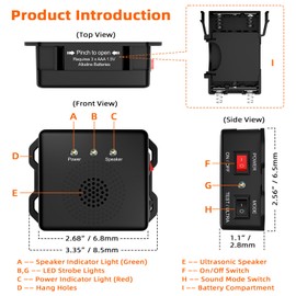 Rodent Repellent for Car, Battery Powered Under Hood Animal Repeller, Ultrasonic Rat and Mice Deterrent Device, Electronic Pest Control for RV, Truck, Garage, Vehicle Engine Protection, Pack of 4