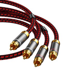 Hagietek 2 RCA Audio Cable Audiophile Gold Plated Stereo Braided Subwoofer Cable Oxgen Free Copper for Home Theater,HDTV, Amplifiers, HiFi Systems,9.8FT