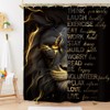 Miyotaa Lion Man Black Gold Shower Curtain Set 60Wx71H Inches