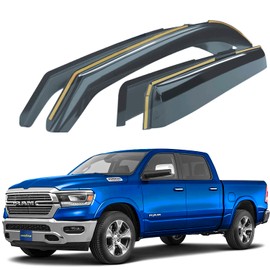 Goodyear Shatterproof in-Channel Window Deflectors for Trucks Dodge RAM 1500 2019-2024 Crew Cab, Rain Guards, Window Visors for Cars, Vent Deflector, Truck Accessories, 4 pcs- GY003413LP