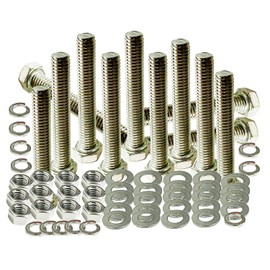 304 Stainless Steel Hex Bolt Set, 1/4"-20 X 3 Bolts with Nuts, Lock Washers, Flat Washers, 10 Set/Bag