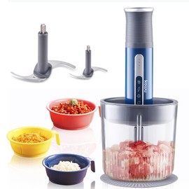 Kawu Portable Food Processor, Electric Food Chopper with 2 Bowls (2 Cups+3x 0.4 Cup), 2 Stainless Steel Blades, USB Rechargeable, One-Button Wireless Meat Grinder & Vegetable Chopper for Kitchen, Home