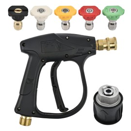 NIYATA Pressure Washer GunHigh Pressure Washer Gun,Short Jet Wash Gun with M22 14MM Hose Interface and 5 Nozzles,Compatible with Karcher 1/4 inch Short Trigger Gun for Car Washing and Patio Cleaning