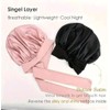 Satin Sleep Bonnet with Bow, Elastic Hair Cap, Black, Black,