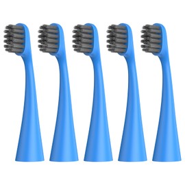 Harobey Replacement Toothbrush Heads Compatiable with Burst Kids Electric Toothbrush, Soft Charcoal Bristles for Gentle on Gum and Deep Cleaning, Blue, Pack of 5