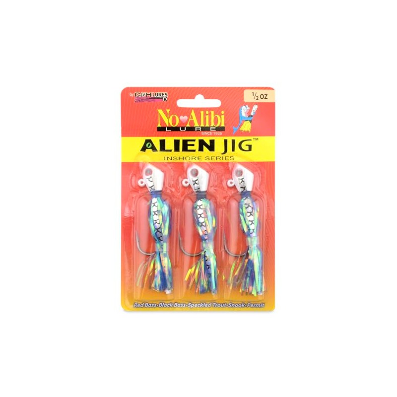No Alibi Alien Jig Inshore Series, Pearl Blue Skirt, 1/2