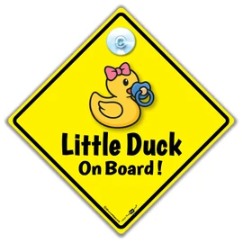 Little Duck Baby on Board Autoschild, 14 x 14 cm, gelber Diamant, Saugnapfhalterung, Entchen