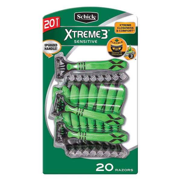 Schick Xtreme 3 Sensitive Skin Razors - Flexible Blades with Aloe Fights Razor Burn , 20 Count (Pack of 1)
