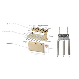 OVSAL Gold 2-Point Electric Guitar Bridge 10.8mm strat tremolo bridge with Brass Block and steel Saddles Electric Guitar Parts Fit for 6 String Start Stratocaster