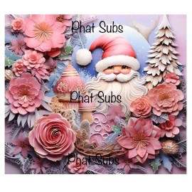 Unbranded 20oz Sublimation Tumbler Wrap Pink Santa Christmas Ready To Press Transfer