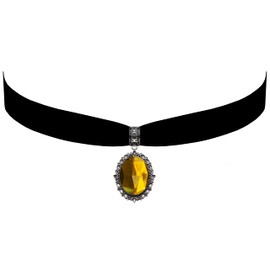 Victorian Vault Gothic Steampunk Victorian Pendant on Black Velvet Choker (Golden)