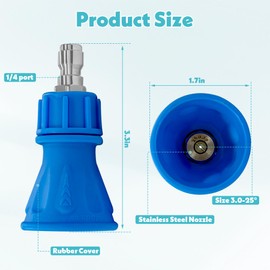 25° Pressure Washer Nozzle with Guard (Blue), 3.0 Orifice, Compatible with all Commercial Grade 1/4 Quick Mount Ports (1-PC)