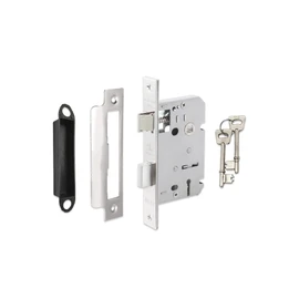 Infinity Decor Heavy Duty Polished Chrome 3 Lever Mortice Iron Sash Lock Privacy Latch with Pair of Keys Set for Internal or External Wooden Door Gate