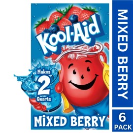6 Pack Delicious Mixed Berry Kool-Aid Unsweetened Artificially Flavored