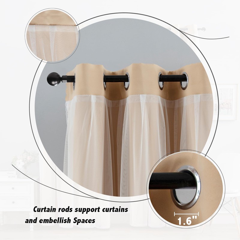 Anytime Home Curtains Blackout and Sheer Layered Solid Window Curtain