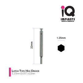 IQ Implants Hex Driver Latch Type for Low Speed, 1.25mm (0.05") Short