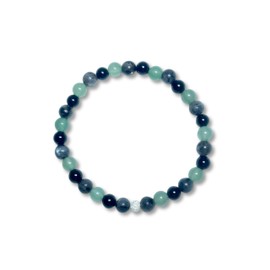 Majas Perlen Armband mentaler Schutz Turmalin Labradorit Aventurin echt 6mm mit 925er Sterling Silber 5mm facettiert - Größe 16 bis 18cm - Handmade Perlenarmband - Spiritueller Schmuck Unisex