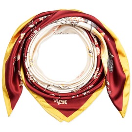 corciova 35 x 35 Women Silk Square Hair Neck Scarf Vivid Auburn Seashell Shell Conch Branch Flower Curly Headband Headscarf