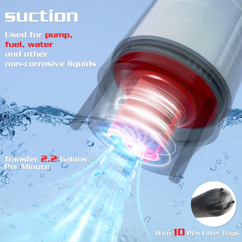 KJE Portable Battery Powered Operated Liquid Transfer Pump, Gasoline Diesel